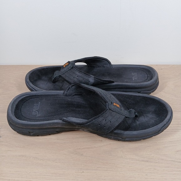 Teva Thong Sandals Flip Flops Mens Sz 12 Katavi 2 Black Waterproof Leather main image 4